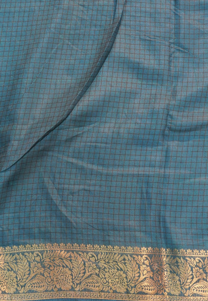 Semi Dola Saree-Pink in Checked Pattern
