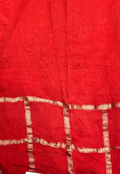 Banarasi Bandeji Saree-Navy Blue in Checked Zari with Contrast Border