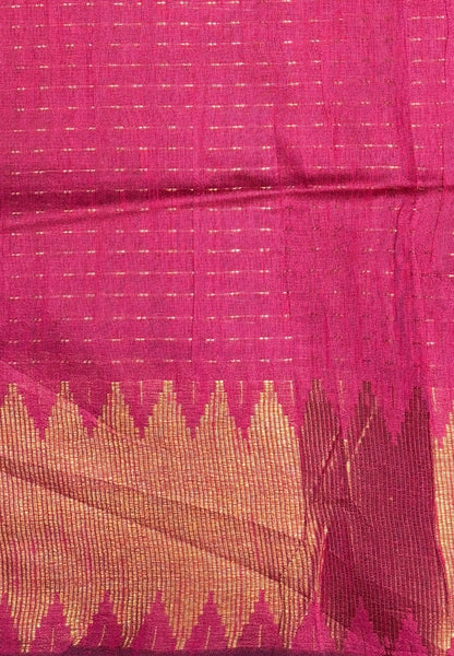 Semi Raw Silk Saree-Bottle Green In Zigzag Zari With Contrast Border