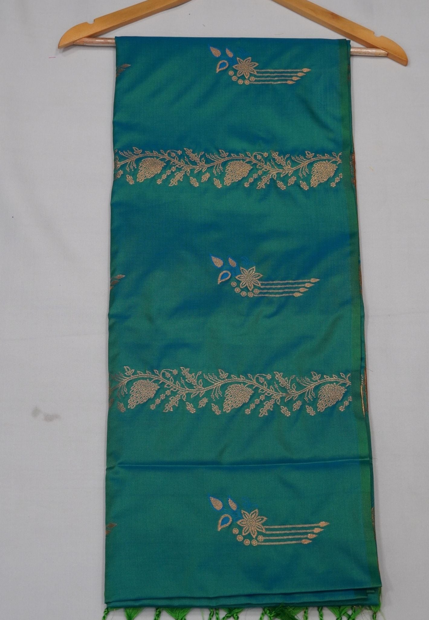 Semi Silk Saree-Peacock Green