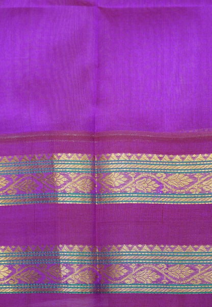 Pure Silk Cotton Saree- Elachi Green with Magenta in Vairaoosi