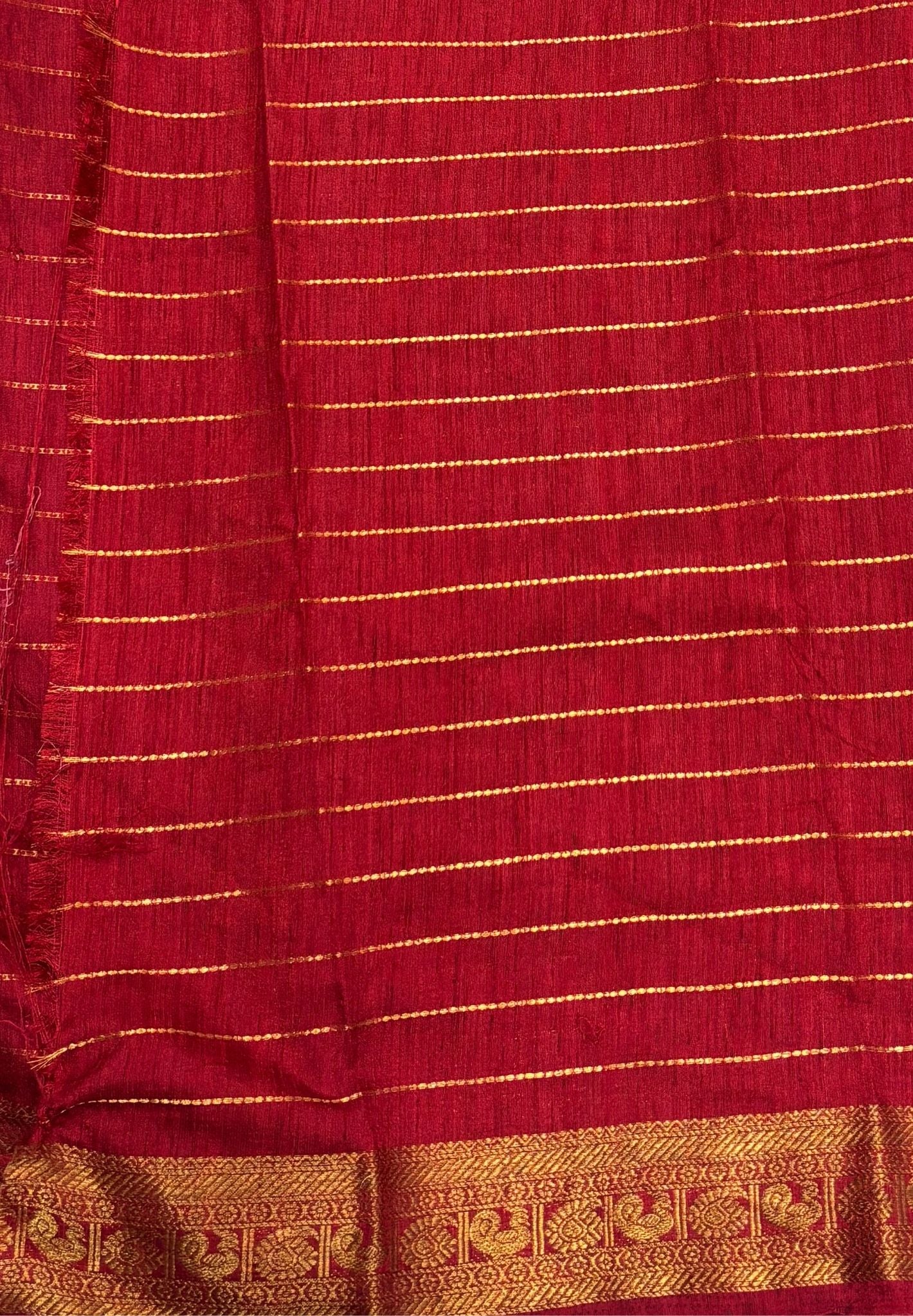 Semi Raw Silk Saree-Lavender in Zari Lines with Contrast Annam Border