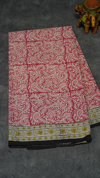 Mul Mul Cotton Saree Red Prints
