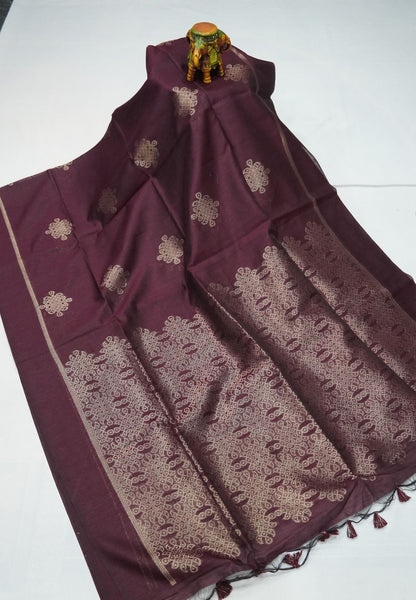 Semi Raw Silk Saree -Arakku in Kolam Pattern