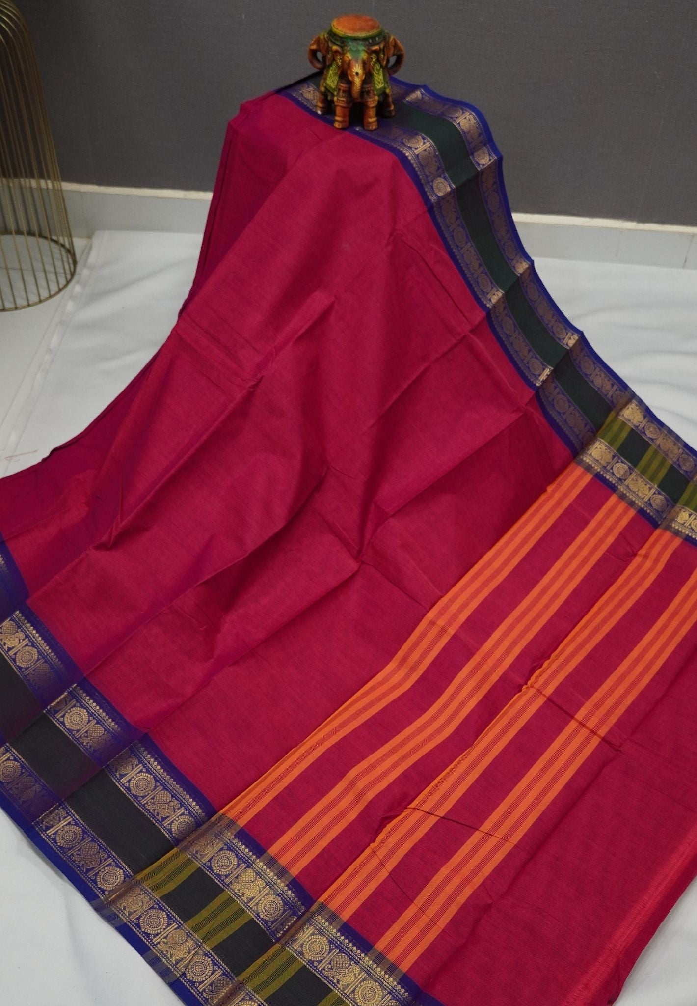 Kanchi Cotton Saree-Rani Pink with Retapet Border