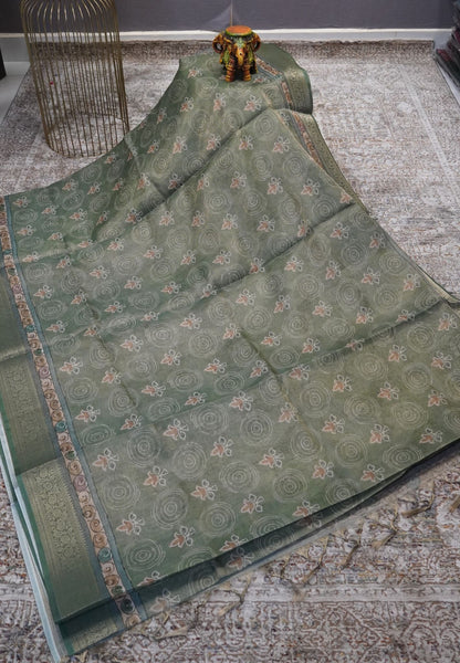 Tissue Kota Saree-Green