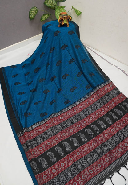 Sambalpuri Cotton Saree-Blue