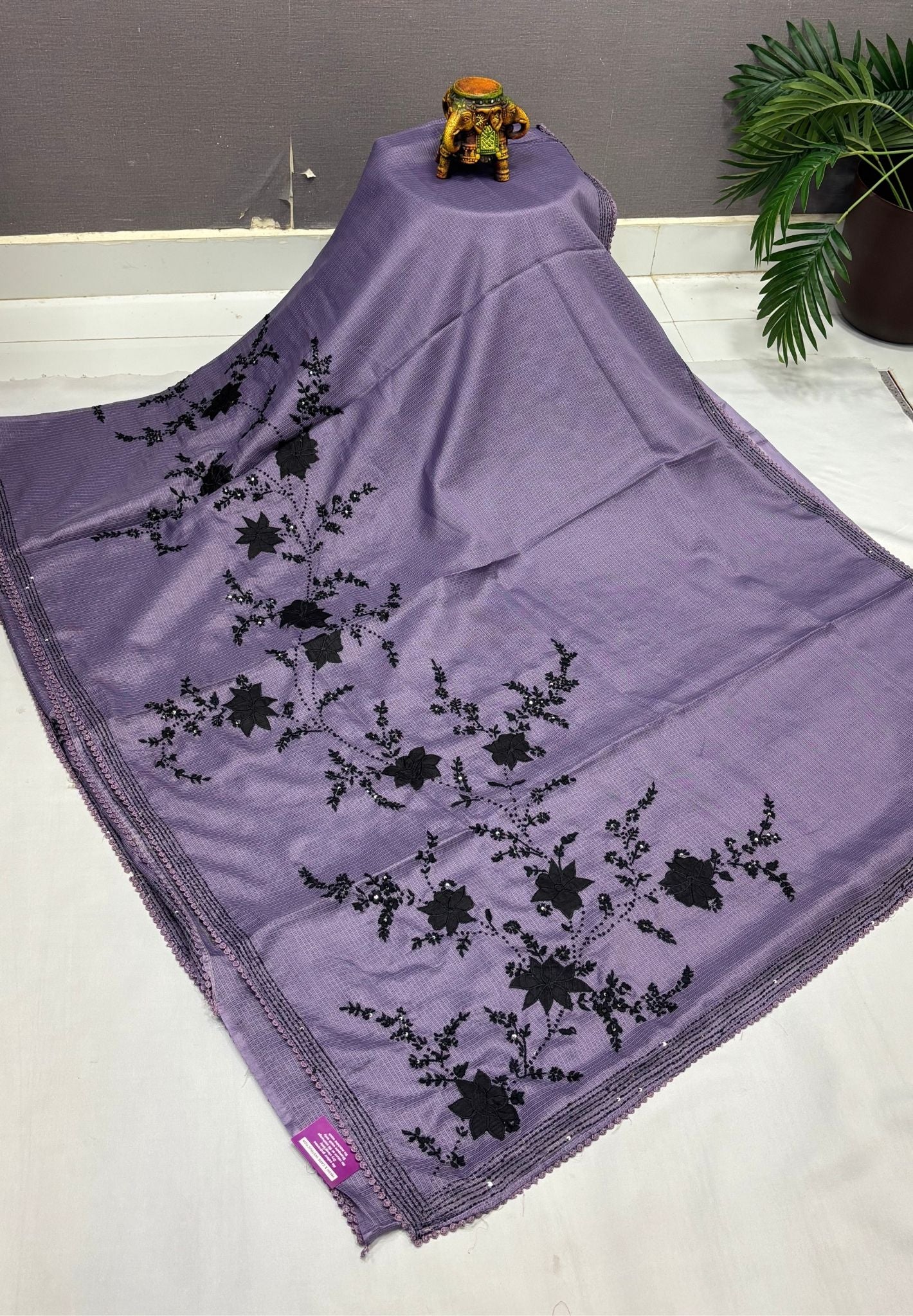 Kota Saree-Lavender with Floral Embroidery