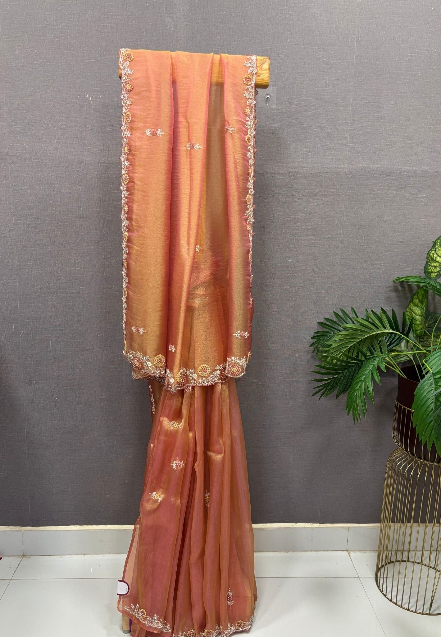 Designer Saree-Pale Orange