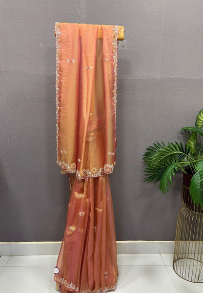 Designer Saree-Pale Orange