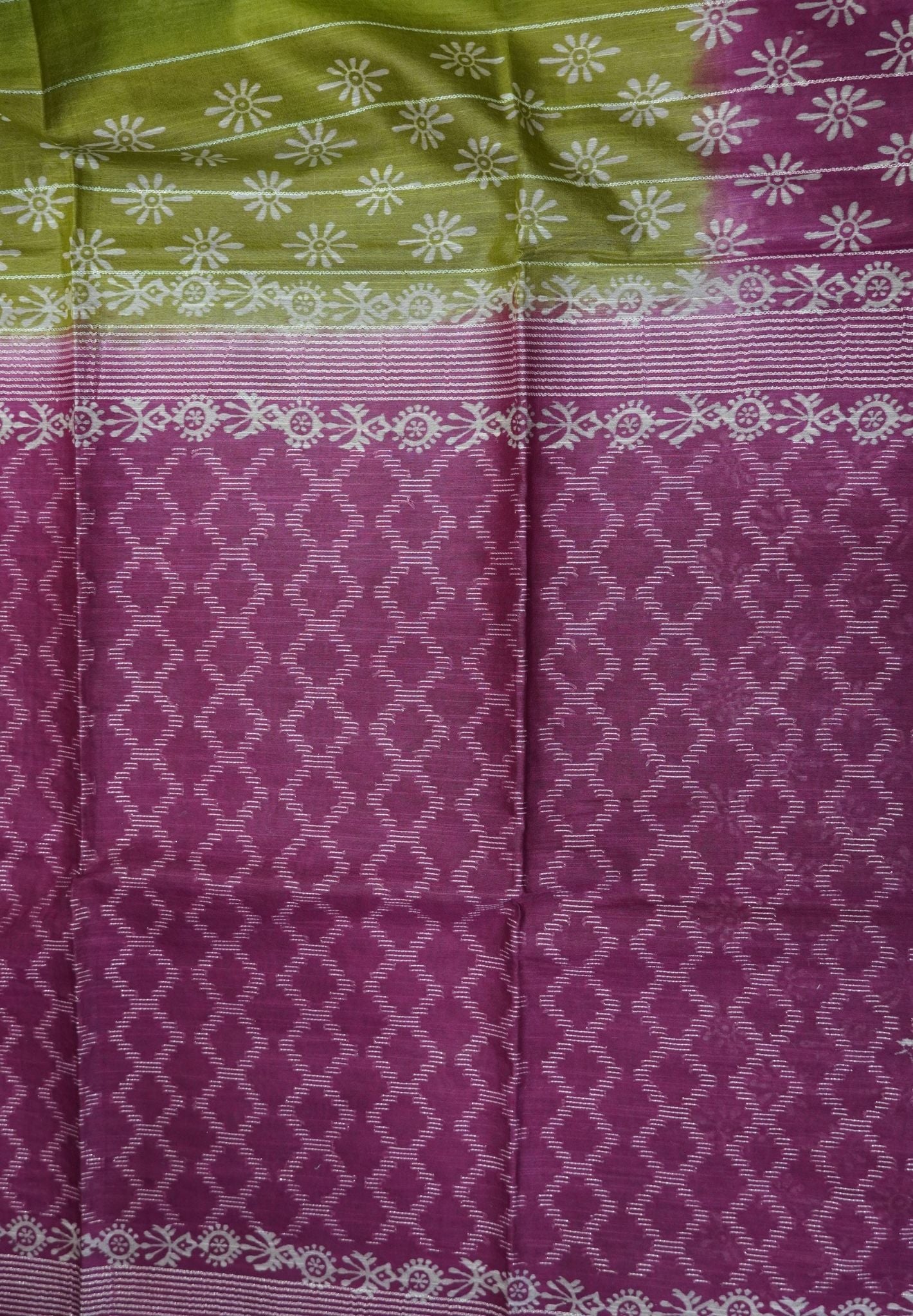 Bhagalpur Cotton Saree-Olive Green