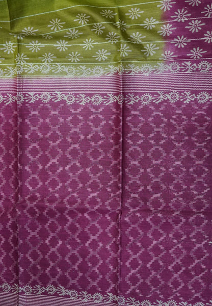 Bhagalpur Cotton Saree-Olive Green