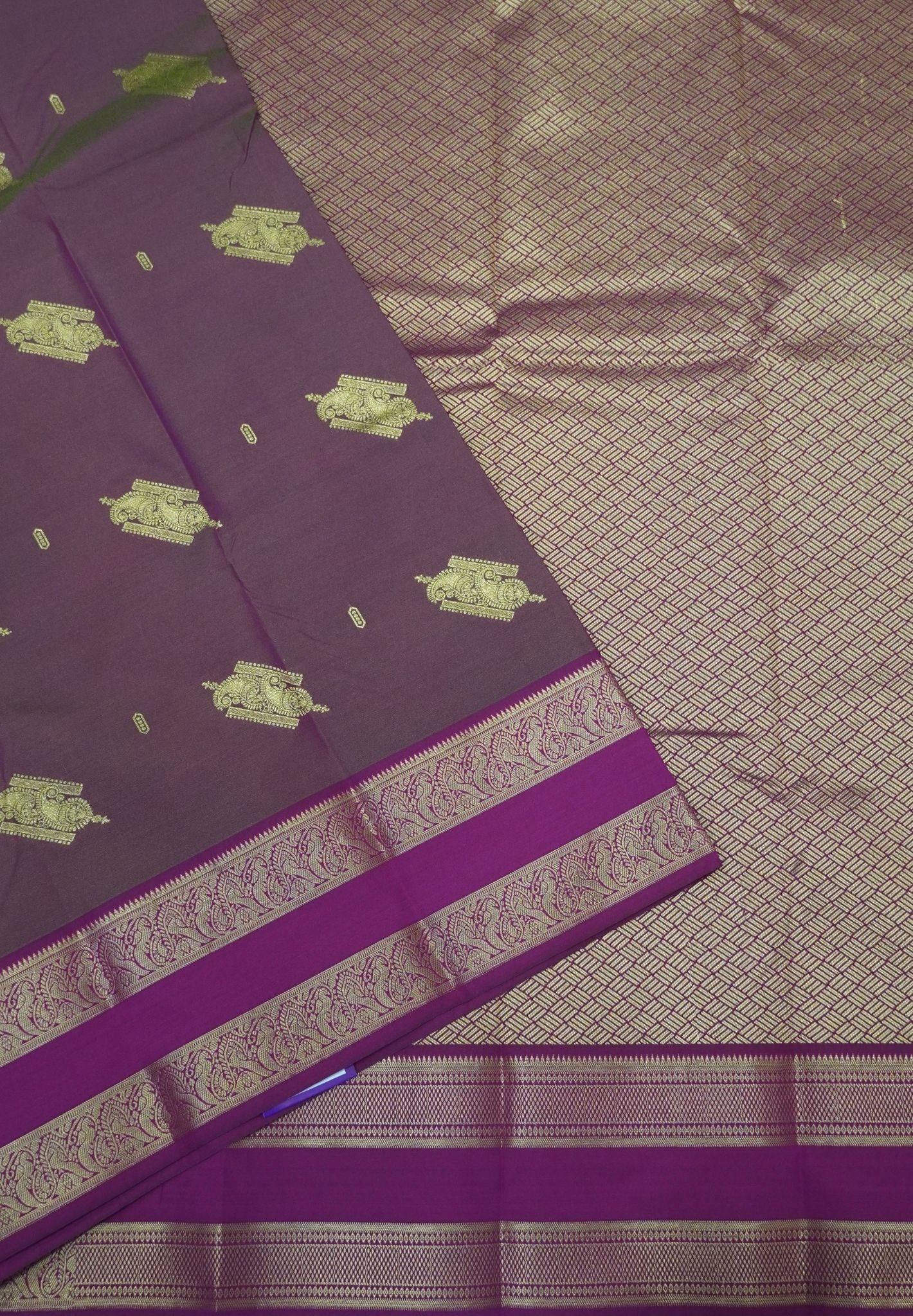 Budget Kanchipuram Saree-Pinkish Mauve with Retapet Border