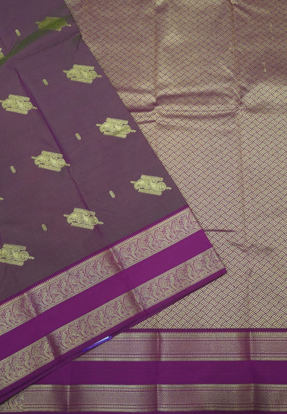 Budget Kanchipuram Saree-Pinkish Mauve with Retapet Border
