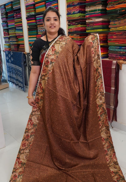 Tussar Saree - Bandini Golden Brown
