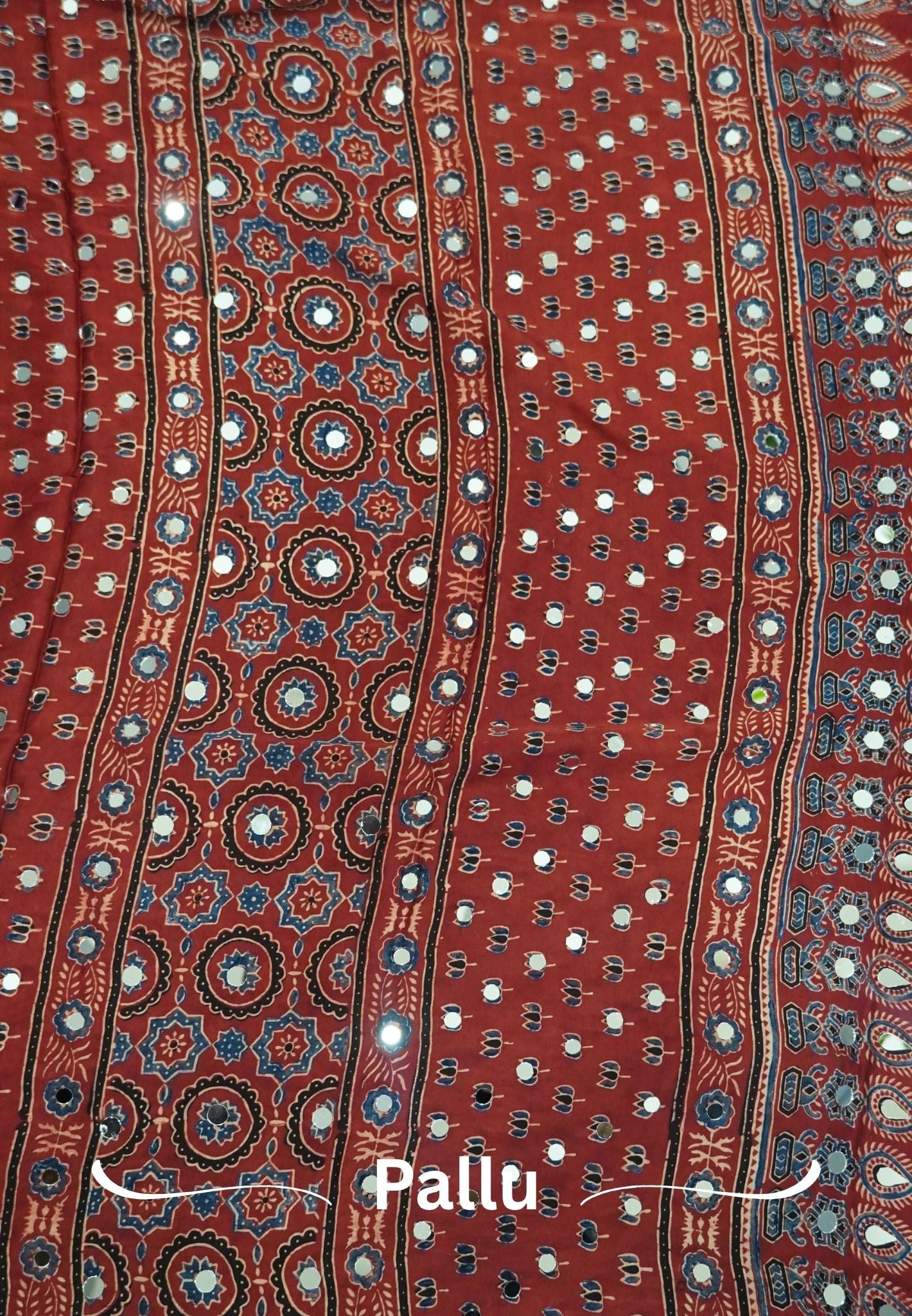 Pure Modal Silk Saree-Original Mirror Work &Traditional Printed Motifs