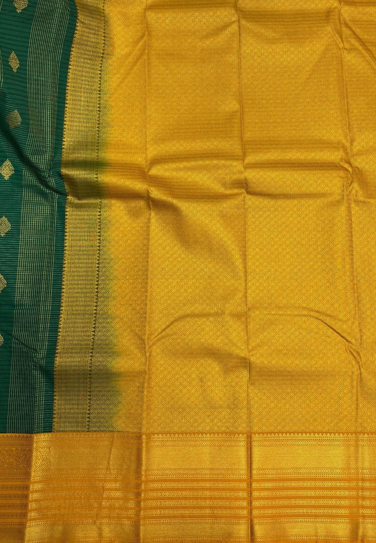 Budget Kanchipuram Saree-Green with Contrast Border