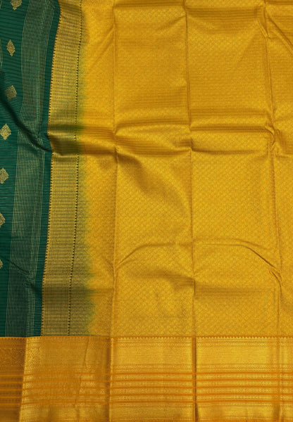 Budget Kanchipuram Saree-Green with Contrast Border