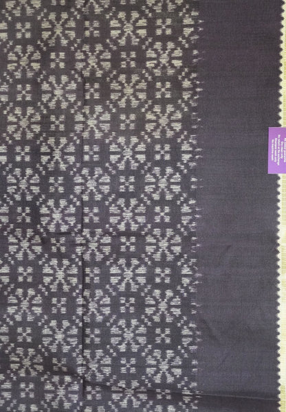 Semi Matka Tussar Saree-Off White with Contrast Border and Zari Checks