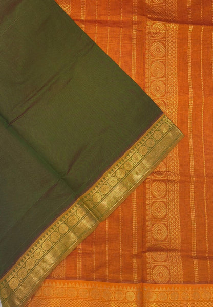Silk Cotton Saree-Maanthulir Green with Contrast Border in Vairaoosi