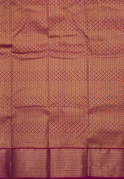 Budget Kanchipuram Saree-Purple in Floral Zari Buttas