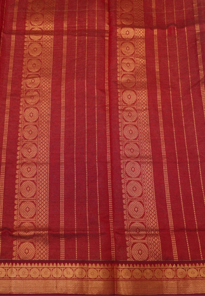 Pure Silk Cotton Saree-MS Blue-Maroon Zari Emboss With Contrast Border