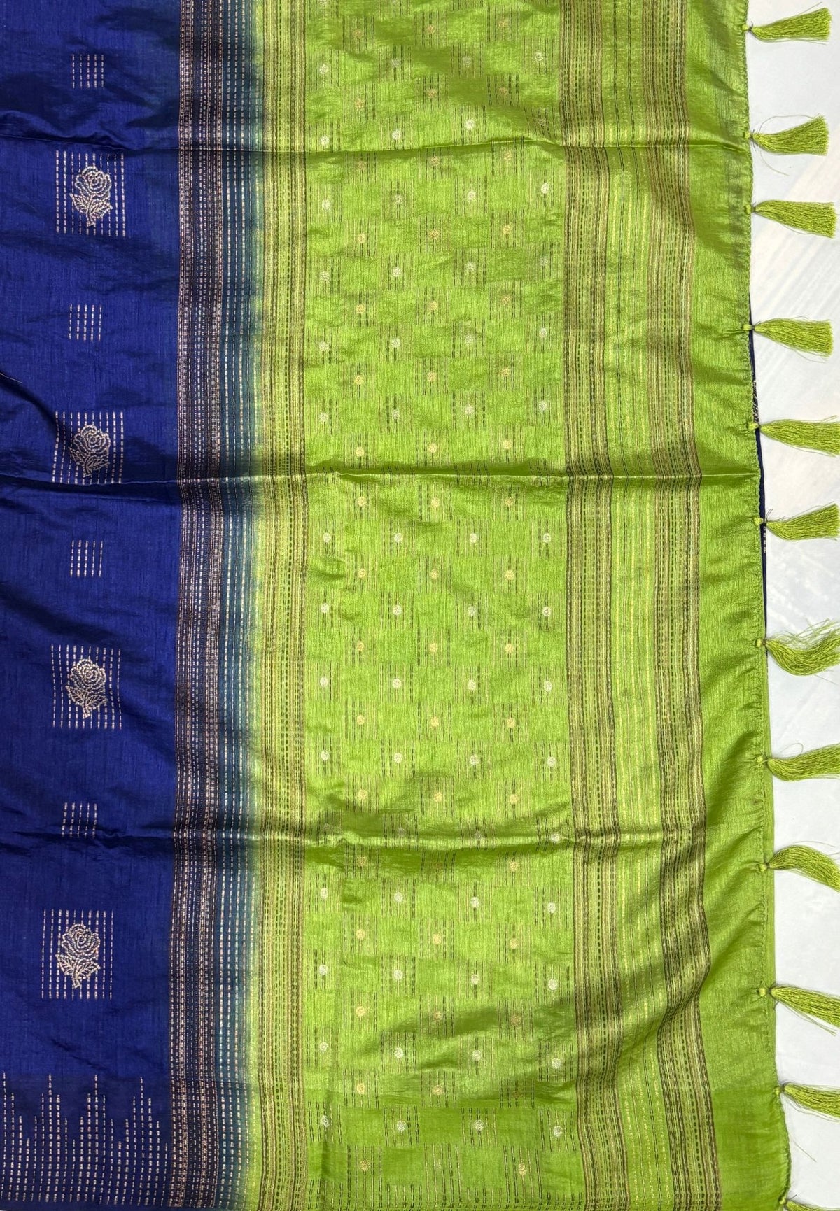 Chanderi Saree-Navy Blue with Zari Lines