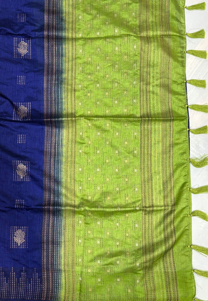 Chanderi Saree-Navy Blue with Zari Lines