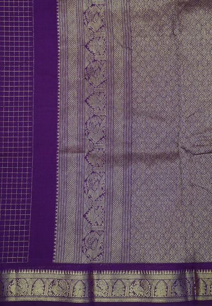 Chettinadu Cotton Saree-Wine with Zari Checks