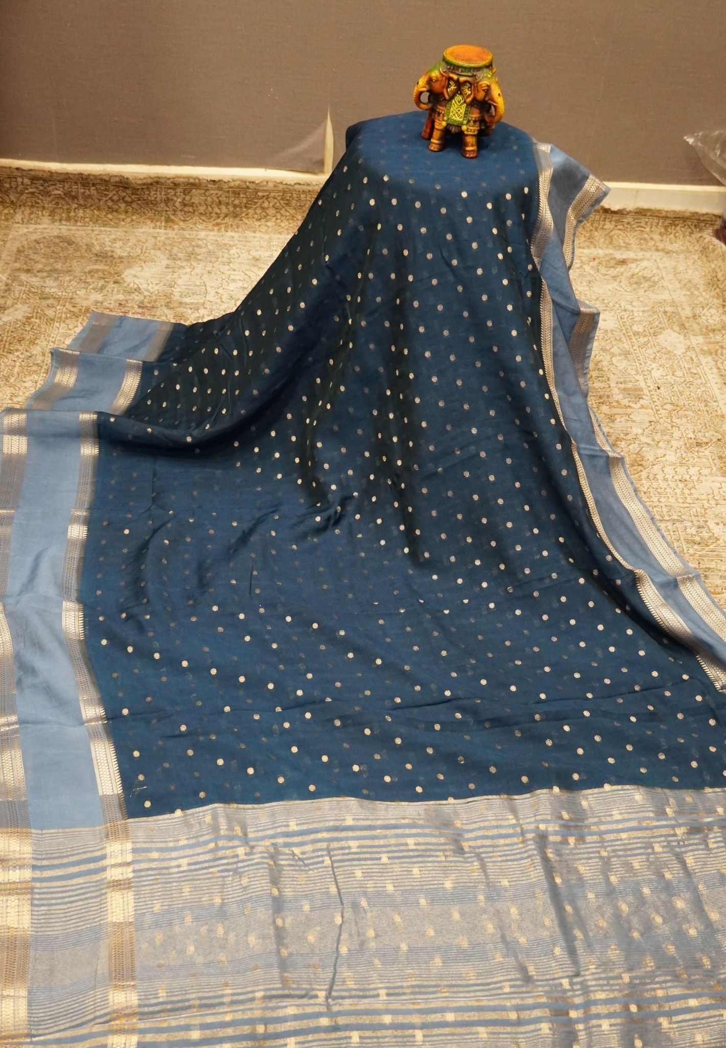 Viscose Saree – peacock Blue with Rich Contrast Border