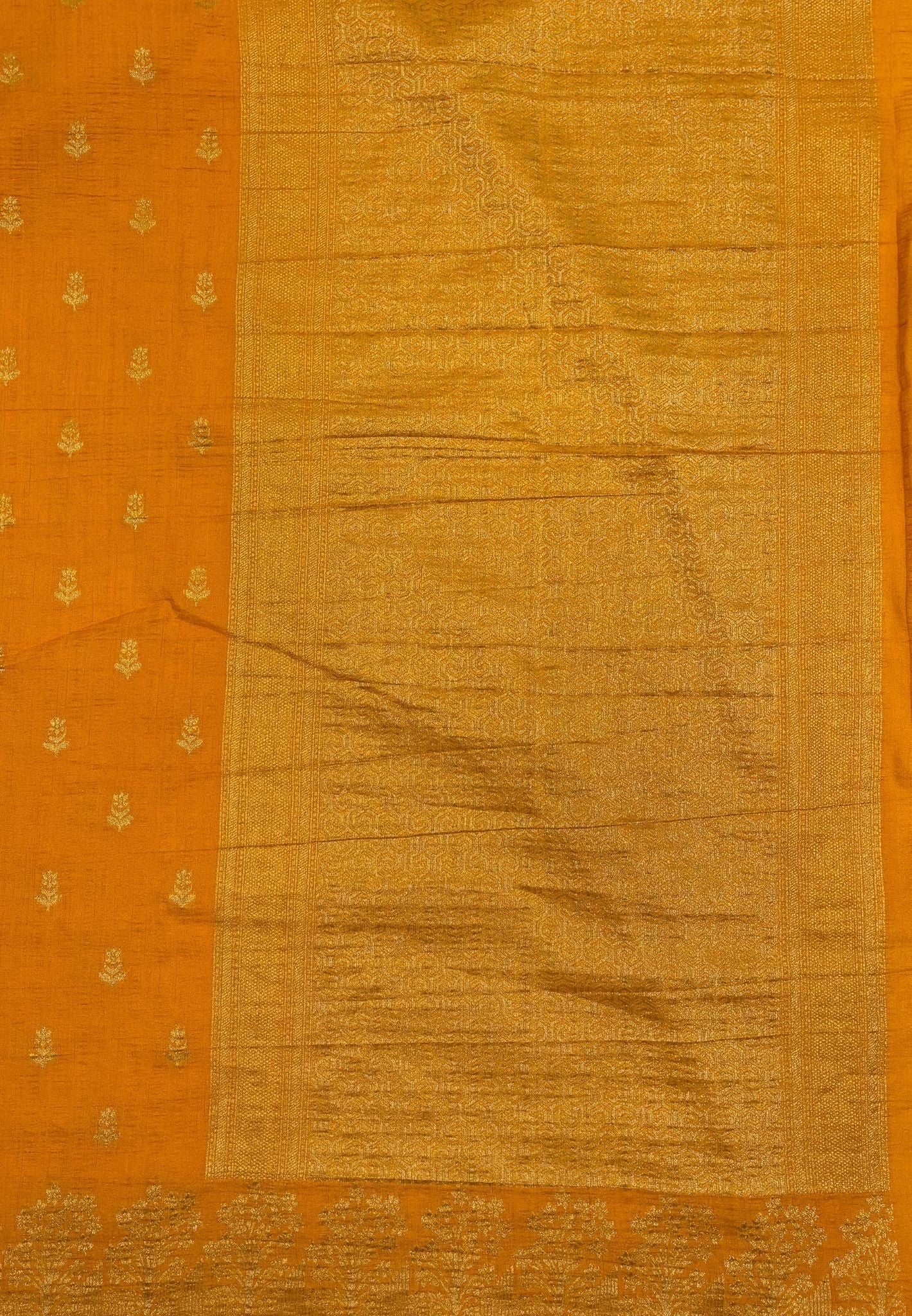 Banarasi Georgette Saree-Golden Yellow With Zari Border