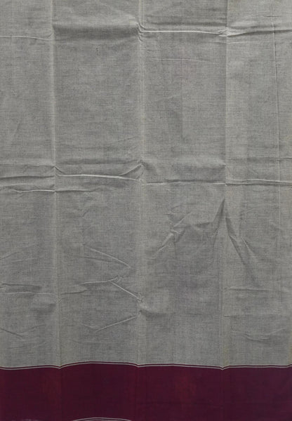 Chettinad Cotton Saree-Grey With Floral Bouquet Border