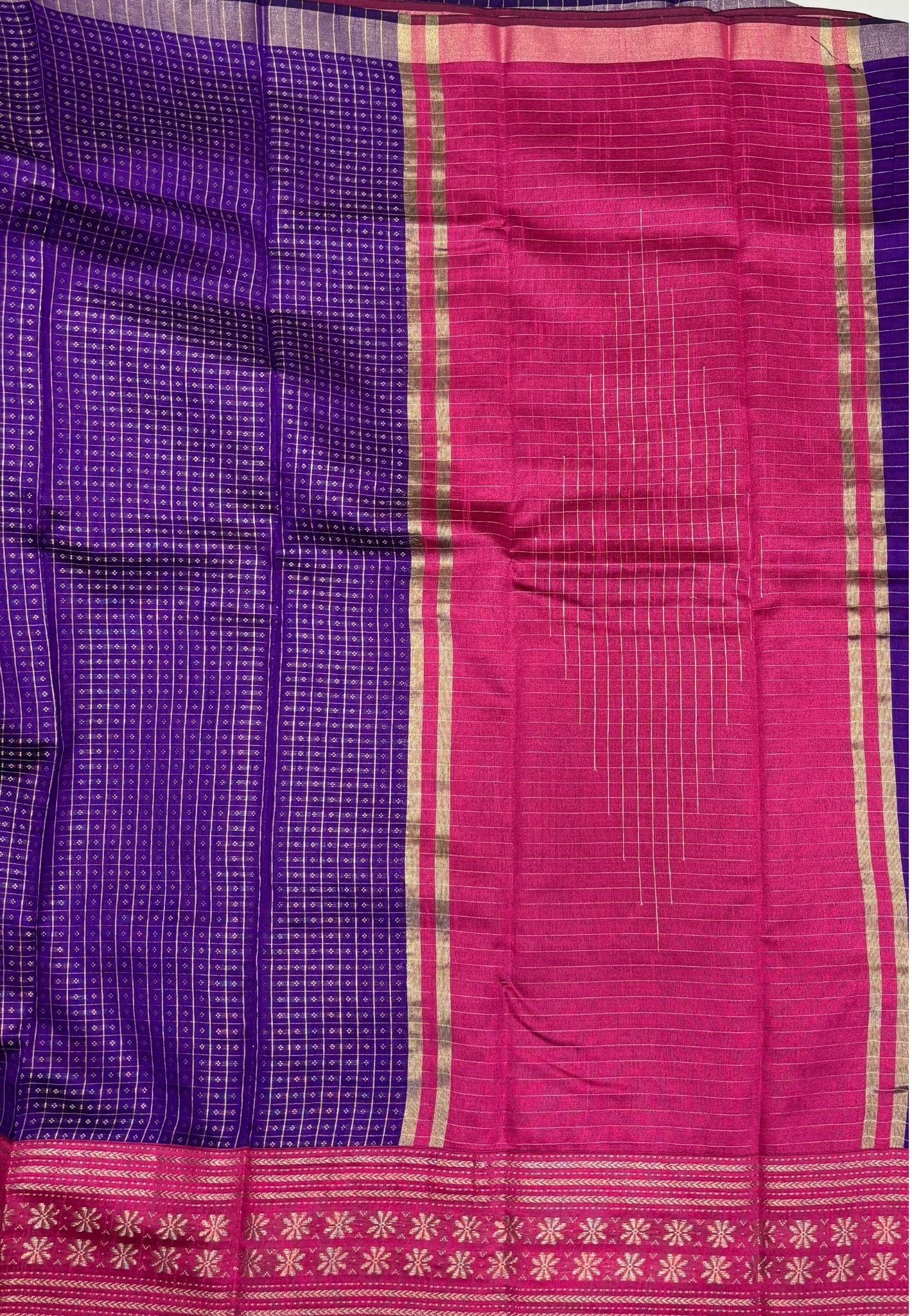 Raw Silk Saree-Violet in 1000 Butta with Contrast Zari Border