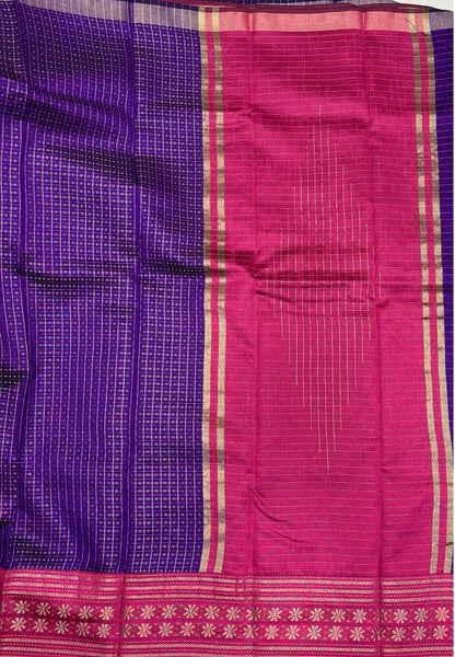 Raw Silk Saree-Violet in 1000 Butta with Contrast Zari Border