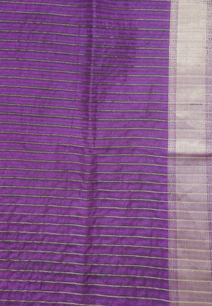 Soft Tussar Saree-Wine with Floral Embroidery Work