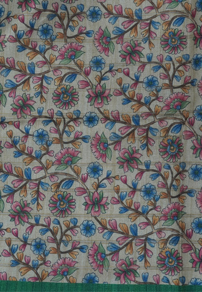 Semi Tussar Saree-Green