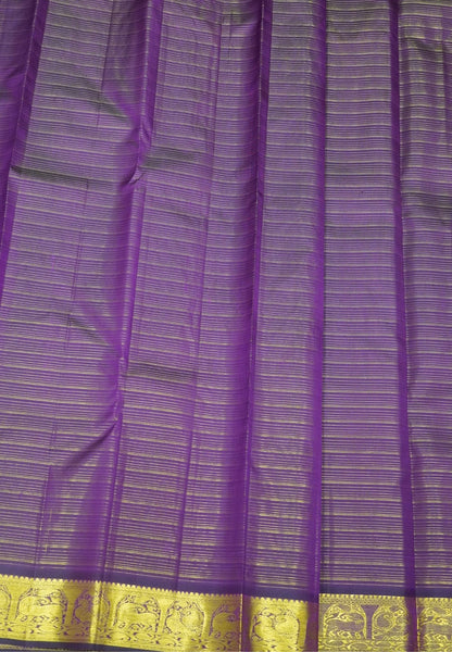 Pure Kanchipuram Silk Saree-Wine Vairaoosi with Peacock Butta and Border
