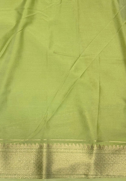 Art Mysore Silk Saree-Maroon-Pista Green In Floral Zari With Contrast Border