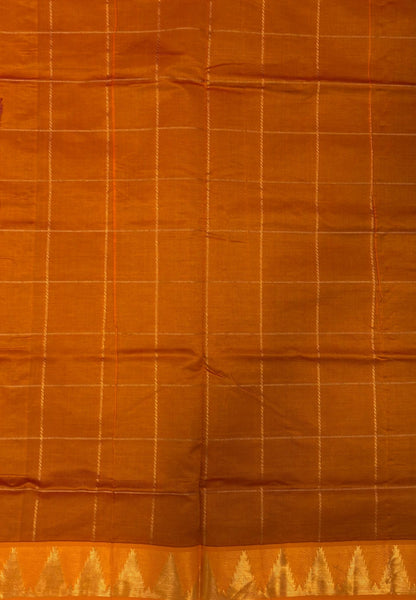 Silk Cotton Saree-Grass Green with Contrast Temple Border