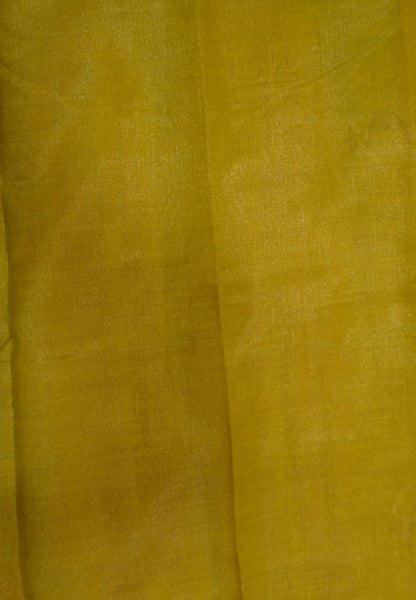 Semi Tussar Saree-Mehandi Green with Floral Zari Motif