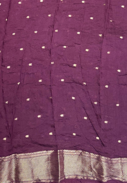 Banarasi Bandeji Saree-Purple in Horizontal Stripe Zari Border