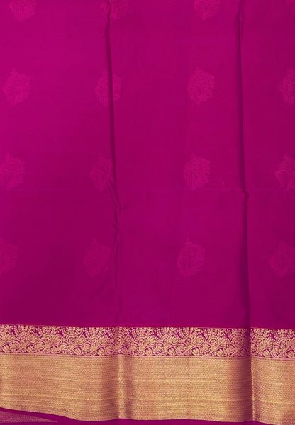 Budget Kanchipuram Saree-Purple in Floral Zari Buttas