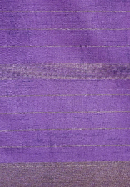 Korean Tussar Saree-Pastel Floral Artistic Weave-Purple