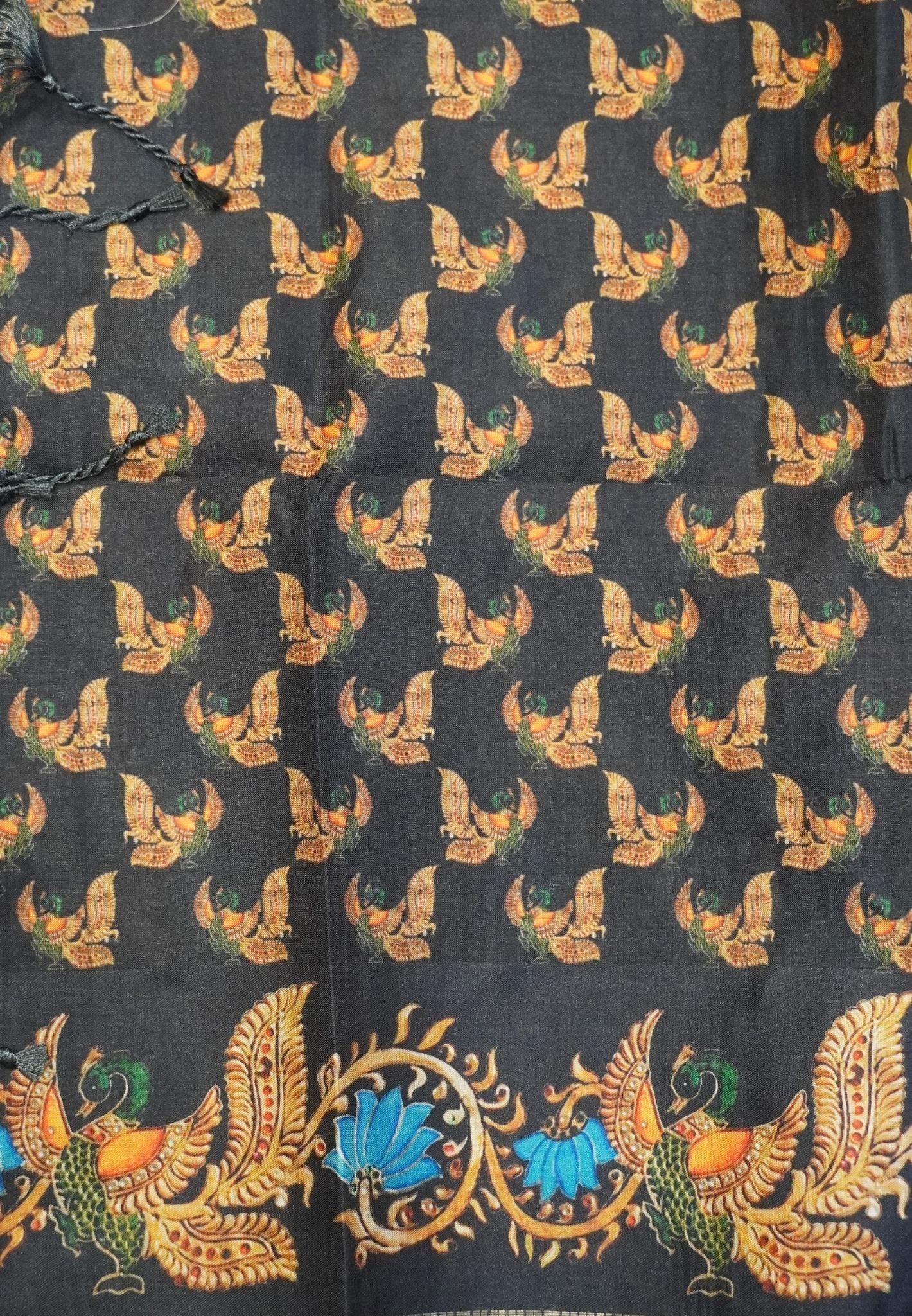 Premium Matka Tussar Saree-Lime Green with Contrast Border in Tanjore Print