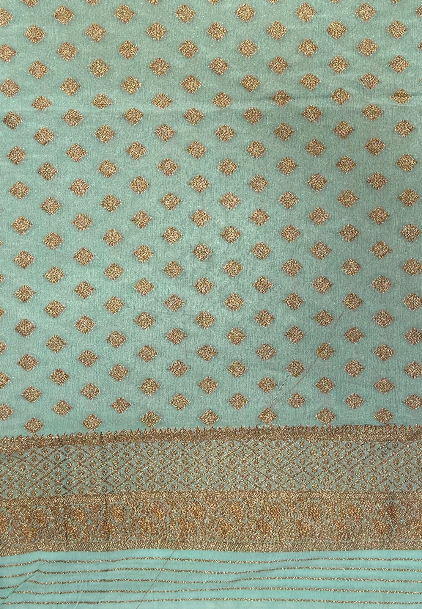Banarasi Georgette Saree-Tone of Green with Retapet Border