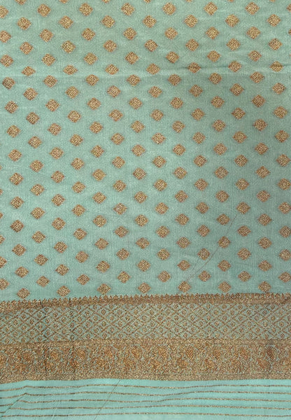 Banarasi Georgette Saree-Tone of Green with Retapet Border