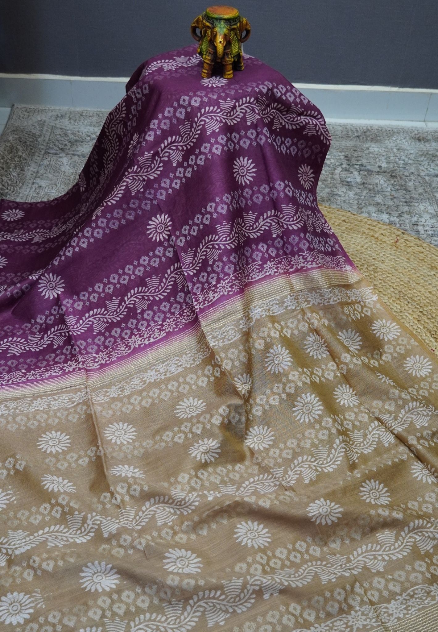 Bhagalpur Cotton Saree-Purple