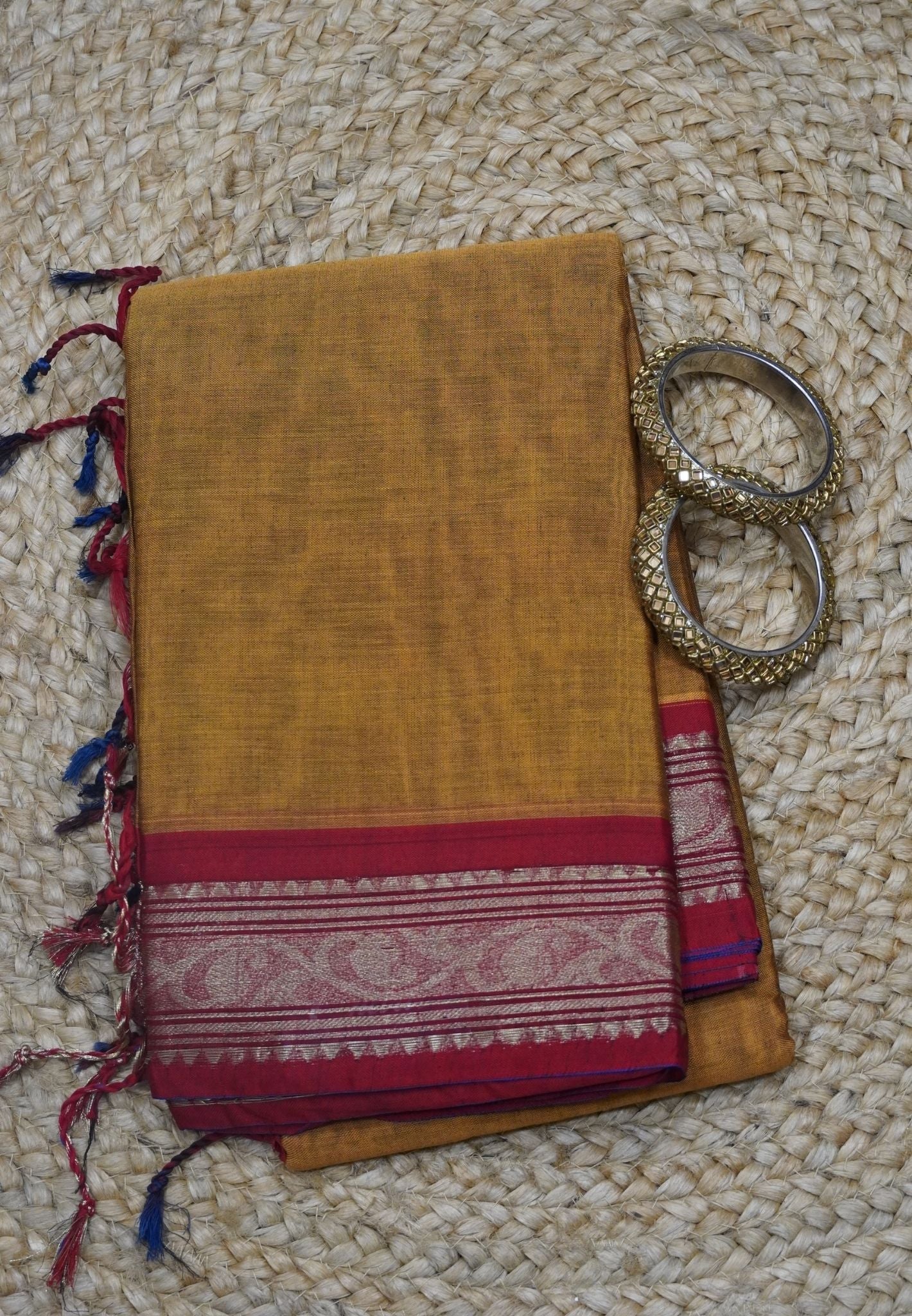 Dakka Cotton Saree - Mustard