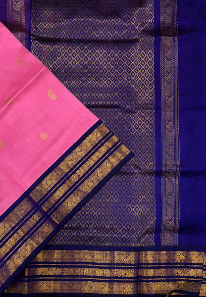 Pure Silk Cotton Saree-Pink with Contrst Varisapett Border