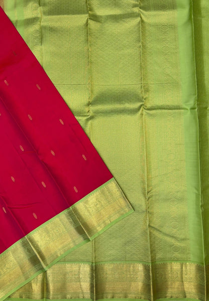 Pure Kanchipuram Silk Saree -Redish Pink